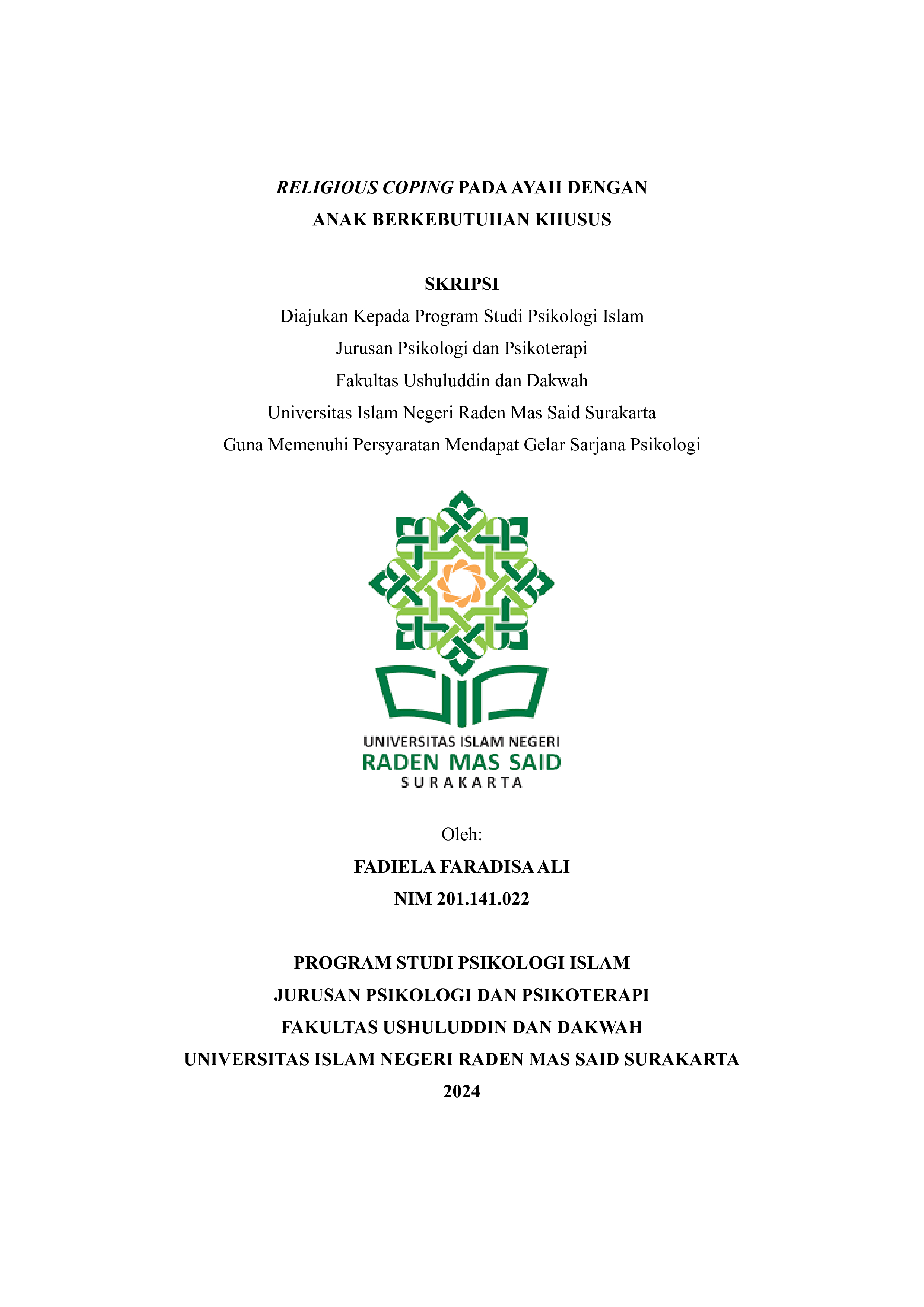 Religious Coping Ayah dengan Anak Kebutuhan Khusus