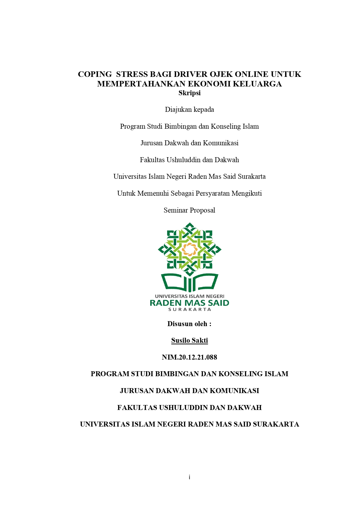 COPING  STRESS BAGI DRIVER OJEK ONLINE UNTUK MEMPERTAHANKAN EKONOMI KELUARGA