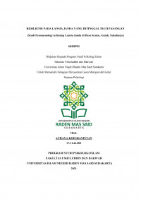 Resiliensi pada Lansia Janda yang Ditinggal Mati Pasangan (Studi Fenomenologi terhadap Lansia Janda di Desa Sraten, Gatak, Sukoharjo)