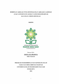BIMBINGAN AKHLAK UNTUK MENINGKATKAN AKHLAKUL KARIMAH ANAK YATIM DI PANTI ASUHAN YATIM MUHAMMADIYAH KACANGAN ANDONG BOYOLALI