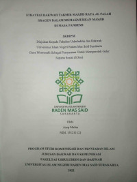 Strategi Dakwah Takmir Masjid Raya Al Falah Sragen Dalam Memakmurkan Masjid Di Masa Pandemi