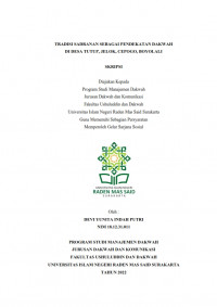 TRADISI SADRANAN SEBAGAI PENDEKATAN DAKWAH DI DESA TUTUP, JELOK, CEPOGO, BOYOLALI.