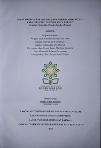 PESAN DAKWAH USTADZ MAULANA EDISI RAMADHAN 2023 PADA CHANNEL YOUTUBE KATA USTADZ (Analisis Semiotika Charles Sanders Pierce)