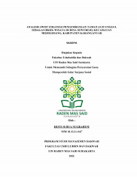 Analisis SWOT Strategi Pengembangan Taman Jati Unggul Sebagai Objek Wisata di Desa Sewurejo, Kecamatan Mojogedang, Kabupaten Karanganyar