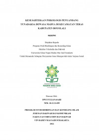 Kesejahteraan Psikologis Penyandang Tunadaksa Dewasa Madya di Kecamatan Teras Kabupaten Boyolali