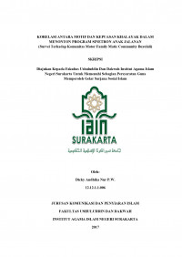 KORELASI ANTARA MOTIF DAN KEPUASAN KHALAYAK DALAM MENONTON PROGRAM SINETRON ANAK JALANAN (SURVEI TERHADAP KOMUNITAS MOTOR FAMILY MATIC COMMUNITY BOYOLALI)