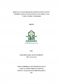 HUBUNGAN ANTARA RELIGIUSITAS DENGAN SOPAN SANTUN PENERIMA MANFAAT DI PANTI PELAYANAN SOSIAL ANAK 