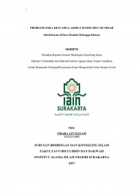 PROBLEMATIKA KELUARGA AKIBAT HAMIL DI LUAR NIKAH (STUDI KASUS DI DESA MENDAK DELANGGU KLATEN)