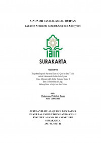 SINONIMITAS DALAM AL-QUR’AN (Analisis Semantik LafadzKhauf dan Khasyyah)