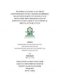 PENAFSIRAN ATAS SURAT AL-FATIHAH (STUDI KOMPARASI ANTARA T.M. HASBI ASH-SHIDDIEQY DALAM TAFSIR AL-QUR’ANUL MAJID AN-NUR DENGAN MOH. ABDUL KHOLIQ HASAN DALAM DAHSYATNYA 4 SURAT AL-QUR’AN: AL-FATIHAH, AL-IKHLAS, AL-FALAQ, AN-NAS