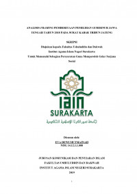 ANALISIS FRAMING PEMBERITAAN PEMILIHAN GUBERNUR JAWA TENGAH TAHUN 2018 PADA SURAT KABAR TRIBUN JATENG