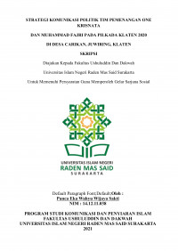 STRATEGI KOMUNIKASI POLITIK TIM PEMENANGAN ONE KRISNATA DAN MUHAMAD FAJRI PADA PILKADA KLATEN 2020 DI DESA CARIKAN, JUWIRING, KLATEN