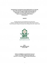 Kefektifan Konseling Kelompok Dengan Teknik Self-Disclosure Untuk Mengurangi Trauma Pada Wanita Korban KDRT Di Solidaritas Perempuan Untuk Kemanusiaan dan Hak Asasi Manusia (SPEK-HAM)