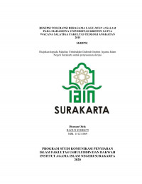 RESEPSI TOLERANSI BERAGAMA LAGU DEEN ASSALAM PADA MAHASISWA UNIVERSITAS KRISTEN SATYA WACANA SALATIGA FAKULTAS TEOLOGI ANGKATAN 2015