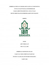 BIMBINGAN DENGAN TEKNIK MOTIVATIONAL INTERVIEWING UNTUK ANAK PUNK DALAM MEMEROLEH KEBERMAKNAAN HIDUP DI KOMUNITAS SINAU NGAJI DINTEN REBO MALEM (SINDROM) KABUPATEN SRAGEN