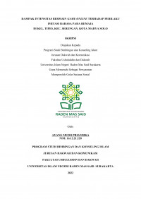 Dampak Intensitas Bermain Game Online Terhadap Perilaku Imitasi Bahasa pada Remaja Di Kel.Tipes, Kecamatan Serengan, Kota Madya SOLO