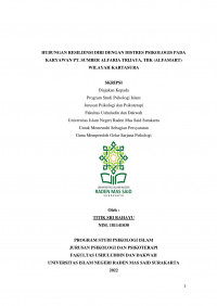 Hubungan Resiliensi Diri Dengan Distres Psikologis Pada Karyawan PT. Sumber Alfaria Trijaya, Tbk (Alfamart)  Wilayah Kartasura