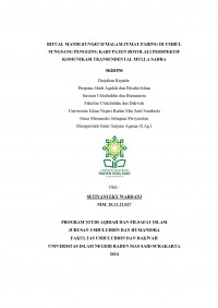 Ritual Mandi Kungkum Malam Jumat Pahing di Umbul Sungsang Pengging Kabupaten Boyolali Perspektif Komunikasi Transendental Mulla Sadra