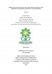 SPIRITUALITAS PADA MANTAN PECANDU MINUMAN KERAS YANG BERTOBAT DI PADEPOKAN QOWWIYUL HAQ WONOGIRI