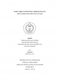 MAKNA HIDAYAH MENURUT MISBAH MUSTAFA (Studi Atas Kitab Tafsir al-Iklîl Fî Ma`Ân al-Tanzîl)