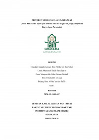 Metode Tafsir Aya-Ayat Kauniyah (Studi atas Tafsir Ayat-Ayat Semesta Sisi-Sisi Al-Qur'an yang Terlupakan Karya Agung Purwanto)