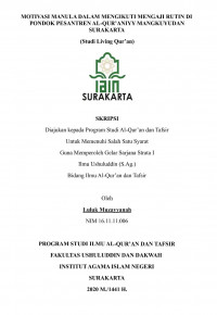MOTIVASI MANULA DALAM MENGIKUTI MENGAJI RUTIN DI PONDOK PESANTREN AL-QUR'ANIYY MANGKUYUDAN SURAKARTA (Studi Living Qur'an)