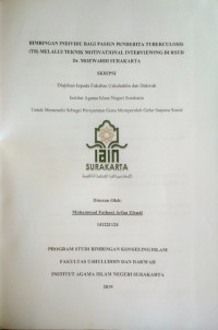 Bimbingan individu bagi pasien penderita tuberkulosis (TB) melalui teknik motivasional interviewing di RSUD Dr.Moewardi Surakarta