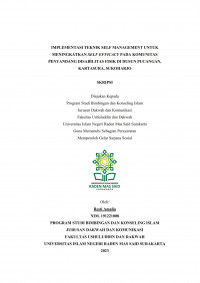 Implementasi Teknik Self Management Untuk Meningkatkan Self Efficacy Pada Komunitas Penyandang Disabilitas Fisik Di Dusun Pucangan, Kartasura, Sukoharjo