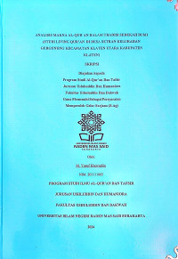 ANALISIS MAKNA AL-QUR`AN DALAM TRADISI SEDEKAH BUMI (STUDI LIVING QUR’AN DI DESA SETRAN KELURAHAN GERGUNUNG KECAMATAN KLATEN UTARA KABUPATEN KLATEN)
