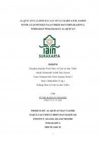 AL-QUR'ANUL KARIM BACAAN MULIA KARYA H.B.JASSIN STUDI ATAS PENGGUNAAN DIKSI DAN IMPLIKASINYA TERHADAP PEMAHAMAN AL-QUR'AN