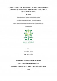 Layanan Konsultasi dalam Upaya Meningkatkan Adversity Quotient Orangtua Anak Berkebutuhan Khusus di SLB N Karanganyar