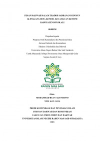 PESAN DAKWAH DALAM TRADISI SADRANAN DI DUSUN GLINGGANG DESA KENDEL KECAMATAN KEMUSU KABUPATEN BOYOLALI