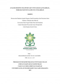 ANALISIS RESEPSI FOLLOWERS AKUN INSTAGRAM @TUKARBAJU TERHADAP KONTEN KAMPANYE #TUKARBAJU