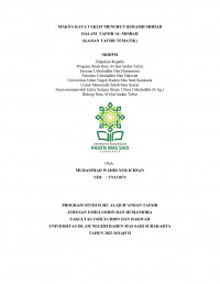 Makna Kata Taklif Menurut Quraish Shihab Dalam  Tafsir Al-Misbah  (Kajian Tafsir Tematik)