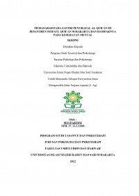 Muhasabah pada Santri Penghafal Al-Qur'an di Pesantren Syifaul Qur'an Surakarta dan Dampaknya pada Kesehatan Mental