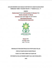 Analisis Resepsi Masyarakat Keturunan Arab Pasar Kliwon Terhadap Video “Syiah Di Trans7...??? Bahayaaaa...!!!”