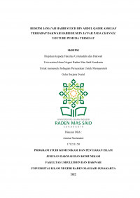 RESEPSI JAMA`AH HABIB SYEKH BIN ABDUL QADIR ASSEGAF TERHADAP DAKWAH HABIB HUSEIN JA`FAR PADA CHANNEL YOUTUBE PEMUDA TERSESAT