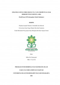 STRATEGI COPING STRES ORANG TUA YANG MEMPUNYAI ANAK BERKEBUTUHAN KHUSUS (ABK) (Studi Kasus Di Perkumpulan Sehati Sukoharjo)