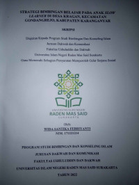 STRATEGI BIMBINGAN BELAJAR PADA ANAK SLOW LEARNERS DI DESA KRAGAN, KECAMATAN GONDANGREJO, KABUPATEN KARANGANYAR