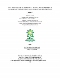 MANAJEMEN ORGANISASI SUMBER DAYA MANUSIA PROGRAM BIMBINGAN MANASIK HAJI DI KEMENTERIAN AGAMA KOTA SURAKARTA TAHUN 2019