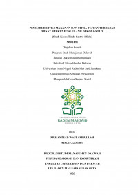 PENGARUH CITRA MAKANAN DAN CITRA TUJUAN TERHADAP MINAT BERKUNJUNG ULANG DI KOTA SOLO (Studi Kasus Timlo Sastro 1 Solo)