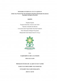 PENGOBATAN DENGAN AYAT AL-QUR`AN (STUDI ATAS PRAKTEK PAK JOKO DI DUKUH JEBOL DESA DONOHUDAN KECAMATAN NGEMPLAK KABUPATEN BOYOLALI)