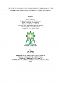 NILAI-NILAI ETIKA EKOLOGI DALAM PEMIKIRAN TRADISIONAL SAYYED HOSSEIN NASR SEBAGAI KRITIK TERHADAP ANTROPOSENTRISME