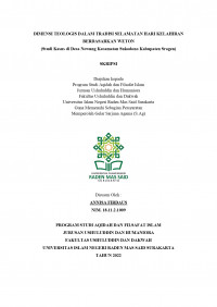 Dimensi Teologis Dalam Tradisi Selamatan Hari Kelahiran Berdasarkan Weton ( Studi Kasus di Desa Newung Kecamatan Sukodono Kabupaten Sragen)