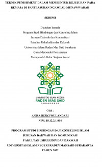 TEKNIK PUNISHMENT DALAM MEMBENTUK KEJUJURAN PADA REMAJA DI PANTI ASUHAN NGAWI AL-MUNAWWARAH