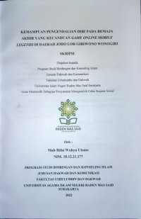 KEMAMPUAN PENGENDALIAN DIRI PADA REMAJA AKHIR YANG KECANDUAN GAME ONLINE MOBILE LEGENDS DI DAERAH JOHO LOR GIRIWONO WONOGIRI