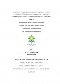 HUBUNGAN ANTARA KESEJAHTERAAN PSIKOLOGIS DENGAN QUARTER LIFE CRISISI PADA ALUMNI PONDOK PESANTREN MODERN ISLAM ASSALAM SUKOHARJO LULUSAN TAHUN 2020