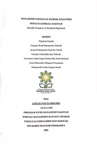 MANAJEMEN KEGIATAN PONDOK PESANTREN SEBAGAI LEMBAGA DAKWAH (PONDOK PESANTREN AL-MUSHTOFA NGEBORAN)