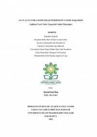 Ayat-ayat Etika Komunikasi Perspektif Tafsir Maqashidi (Aplikasi Teori Tafsir Maqashidi Abdul Mustaqim)