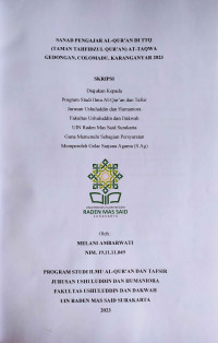 Sanad Pengajar Al-Qur’an di TTQ (Taman Tahfidzul Qur’an) At-Taqwa Gedongan, Colomadu, Karanganyar 2023. Program Studi Ilmu Al-Qur’an dan Tafsir